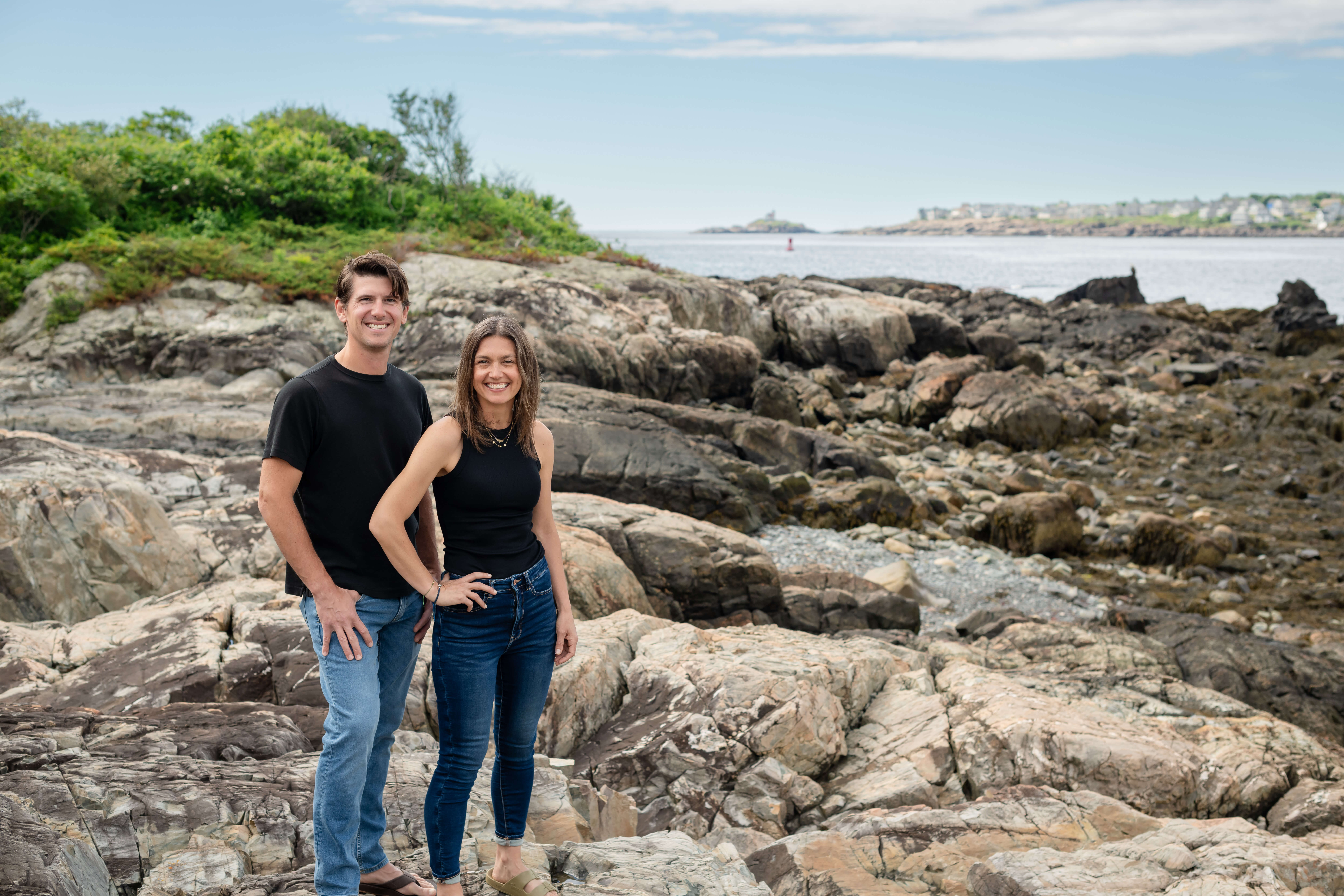 Nic & Brianna hanging on the rocks of the Seacoast